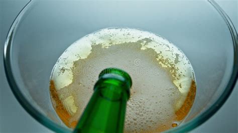 Pouring Craft Beer into Glass Extreme Close Up Beef Bubbles. Yellow Craft Beer. Stock Footage ...