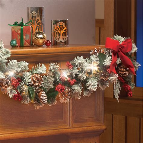 Collections Etc Lighted Christmas Frosted Pine Garland - Walmart.com