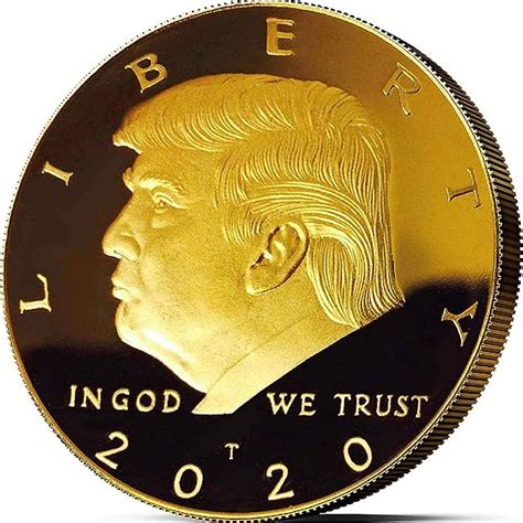 2 pièces de monnaie Donald Trump 2020 – Pièce de collection plaquée or ...