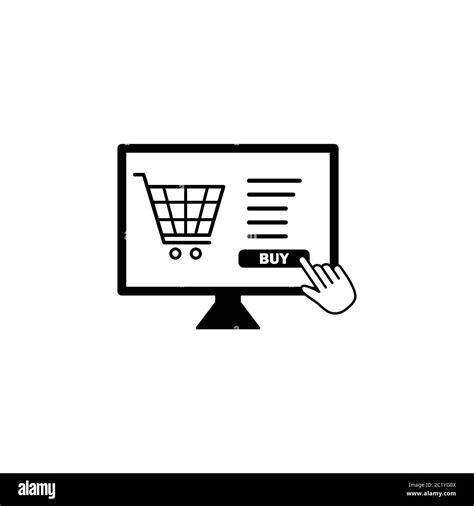 Online shop, Laptop, desktop, computer icon with shopping baskets. Design template vector Stock ...