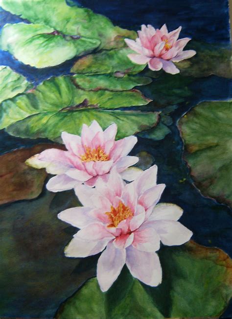 Water Lilies By Karen Povey Lily Painting Flower Painting