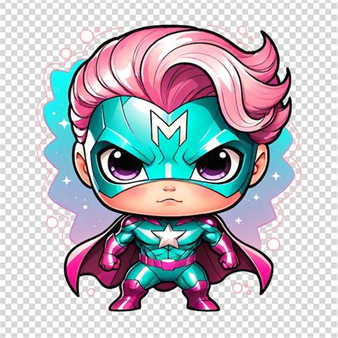 Premium PSD | Cute cartoon superhero girl isolated on transparent ...