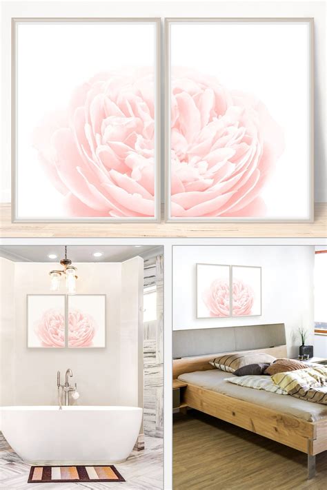 Pink Flower Print Set Of 2 Piece Wall Art Rose Print Flower | Etsy ...