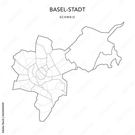 Administrative Vector Map of the Canton of Basel-City (Basel-Stadt ...