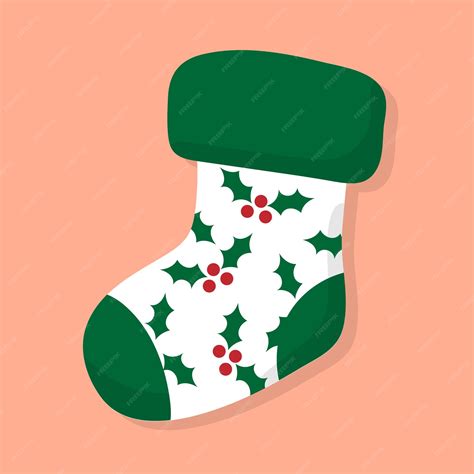 Premium Vector | Christmas stockings socks stickers clipart for christmas with holly vector ...