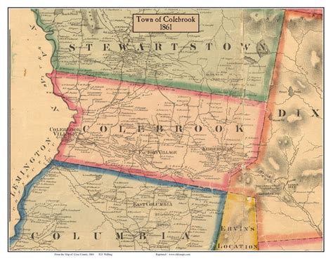 Colebrook, New Hampshire 1861 Old Town Map Custom Print - Coos Co. - OLD MAPS