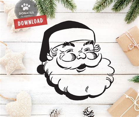 Santa Head SVG Vintage Christmas SVG Santa Face (Instant Download ...