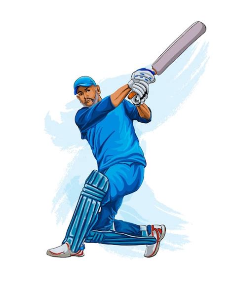 Premium Vector | Abstract batsman playing cricket from splash of ...