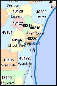 DEARBORN Michigan, MI ZIP Code Map Downloads