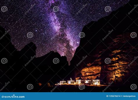 Wadi Rum Desert Landscape at Night, Jordan Stock Photo - Image of sand, scenery: 135676614