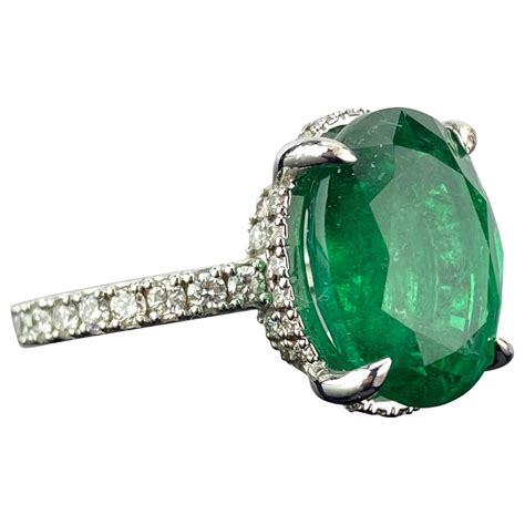 Oval Emerald Diamond Ring at 1stDibs