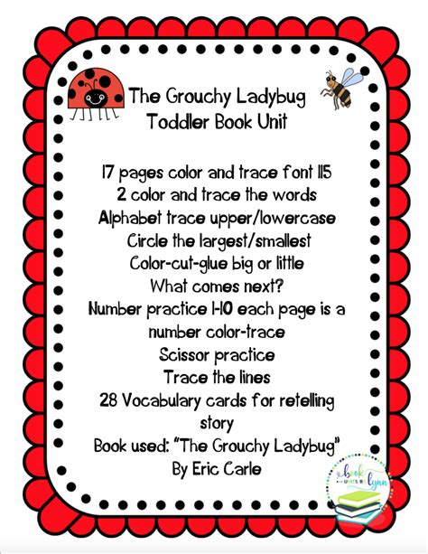 THE GROUCHY LADYBUG TODDLER BOOK UNIT ~ Book Units by Lynn