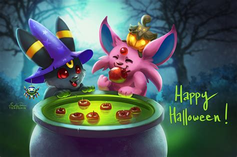 Espeon and Umbreon Halloween — Weasyl