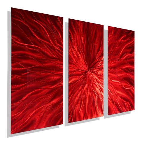 Red Metal Wall Art Multi Panel Wall Art Abstract Painting - Etsy | Red ...