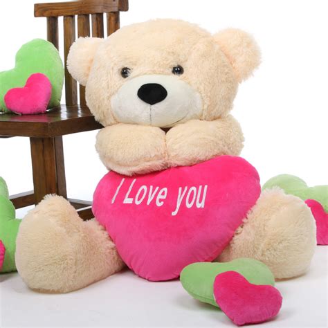 Cozy Love Cuddles 38" Cream Teddy Bear W/ I Love You Heart - Giant Teddy Bear