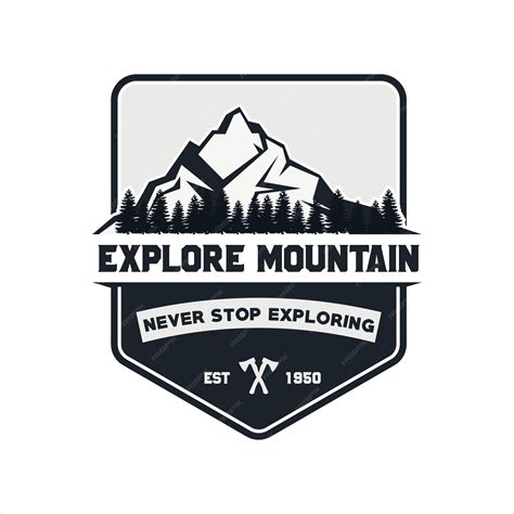 Premium Vector | Mountain logo with vintage style in black and white