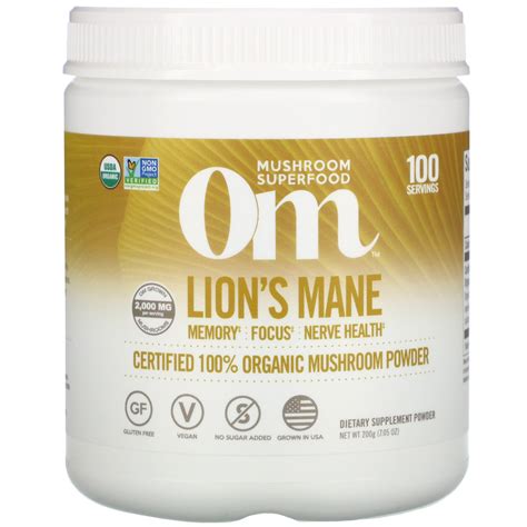 Lion's Mane, Certified 100% Organic Mushroom Powder, 7.05 oz (200 g) 857727004237 | eBay