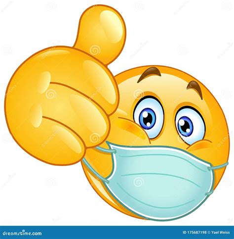 Thumb Up Emoticon with Medical Mask Stock Vector - Illustration of danger, medicine: 175687198