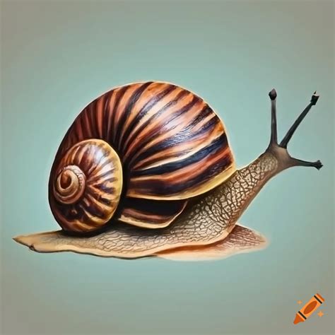 Realistic pencil drawing of a snail on Craiyon