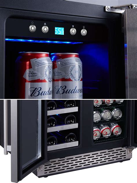 24 Inch Built In Dual Zone Wine and Beverage Cooler Under Counter Wine and Beer Fridge Wine and ...