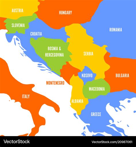 Political map balkans - states balkan Royalty Free Vector