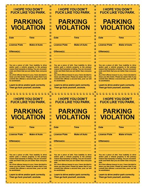 Parking Ticket Prank Printable - Printable Word Searches