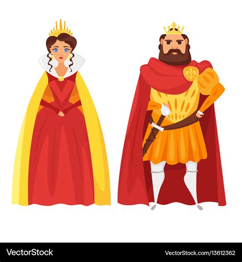 Cartoon style king and queen Royalty Free Vector Image