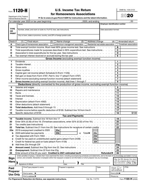 IRS Form 1120-H - 2020 - Fill Out, Sign Online and Download Fillable ...