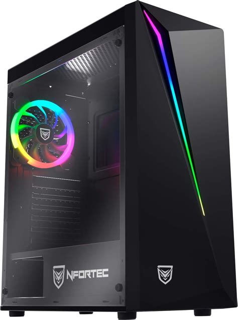 Amazon.com: Nfortec Lynx Black RGB Gaming Tower (Tempered Glass ...