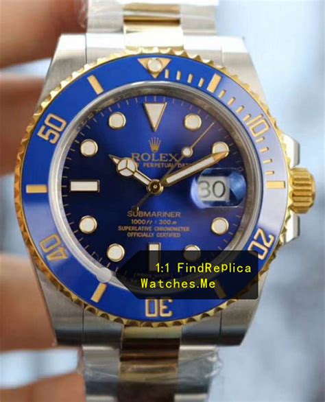 Rolex Submariner 116613LB-97203 Navy Blue Face 18K-Gold-Steel-Bezel Replica Watch : Find Replica ...