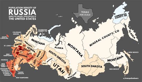 Population density of Russia with US equivalents [OC] [1092 x 630] : r/MapPorn