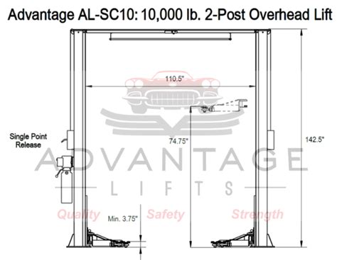 10,000 Lb. 2-Post Car Lift | Advantage Lifts