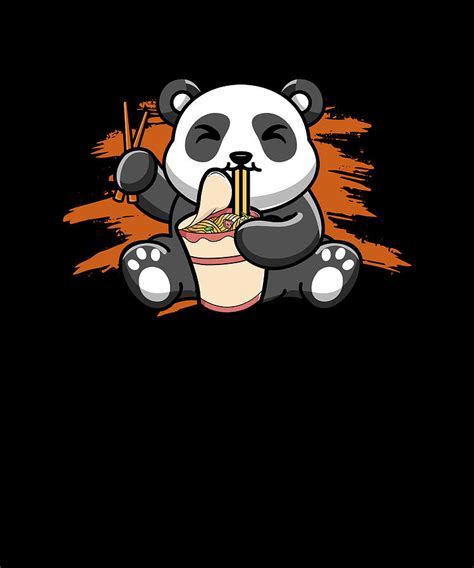 Panda eating noodles on a bowl - noodles lovers Digital Art by Anthony Isha | Pixels