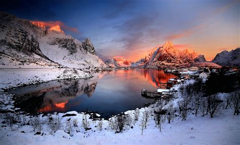 Landscape photography of body of water surrounded with mountains, Norway, winter, nature ...