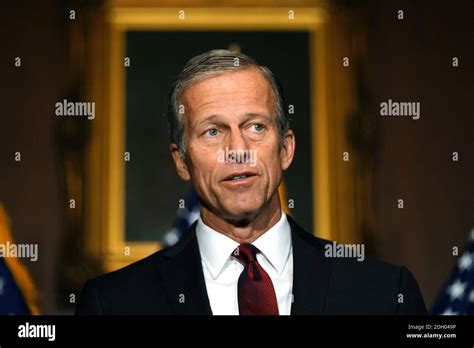 United States Senator John Thune (Republican of South Dakota), speaks at a press conference with ...