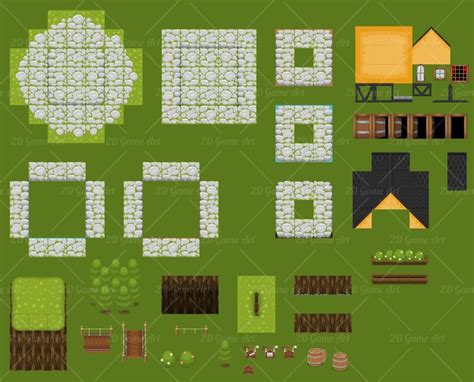 The Village - Top Down Game Tileset - Game Art 2D