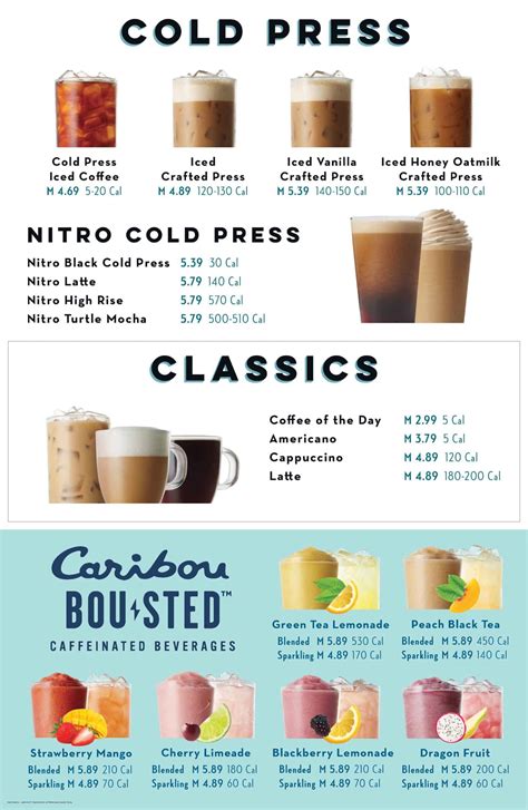 Caribou Coffee Menu - Wooster, Ohio - Caribou Coffee