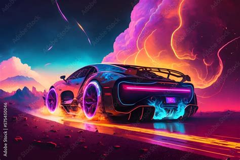 Bugatti race car | Synthwave style Ai Generated car wallpaper/background | Stock Illustration ...