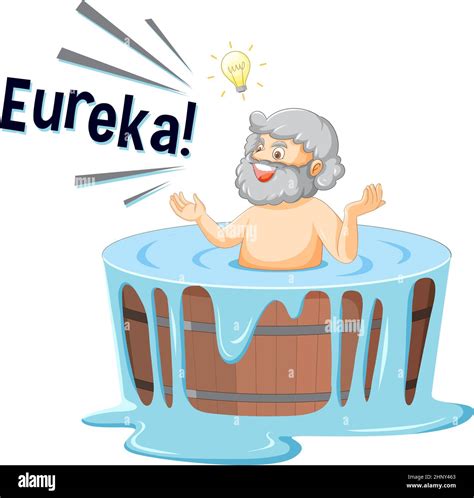 Archimedes in bath cartoon with the word Eureka illustration Stock ...