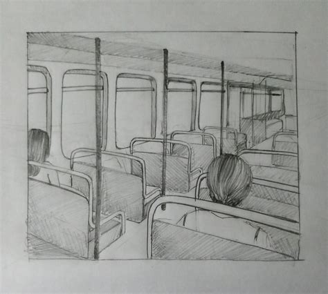 #Perspective #drawing #bus Bus Drawing, Window Drawing, Scene Drawing ...