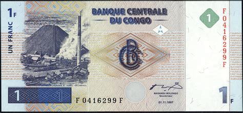 My Currency Collection: Congo Democratic Republic Currency 1 Congolese franc banknote 1997 ...