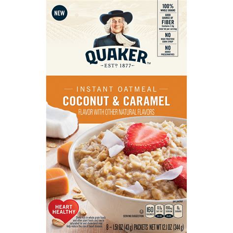 Quaker Instant Oatmeal, Coconut & Caramel Flavor, 8 Packets - Walmart.com