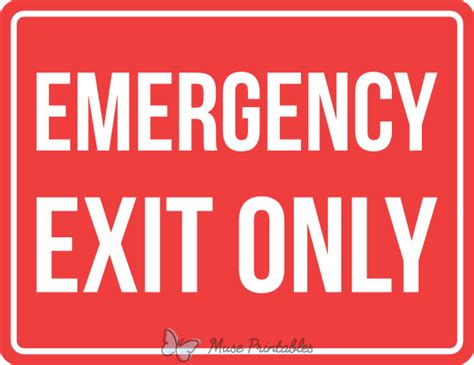 Printable Emergency Exit Only Sign