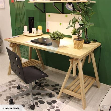 IKEA - LINNMON solid timber trestle desk 150x75cm | Trestle desk, Timber desk, Desk