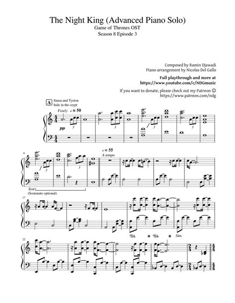 The Night King (Advanced Piano Solo) Sheet music for Piano | Download free in PDF or MIDI ...