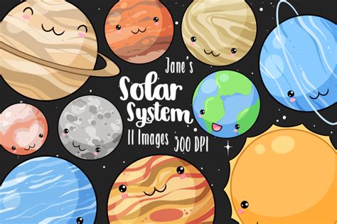 Kawaii Planets Clipart By Digitalartsi | TheHungryJPEG