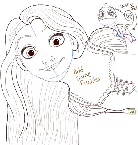 How to Draw Rapunzel and Pascal from Tangled with Easy Step by Step ...