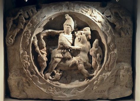 White marble relief with Mithras bull-slaying scene (CIMRM… | Flickr