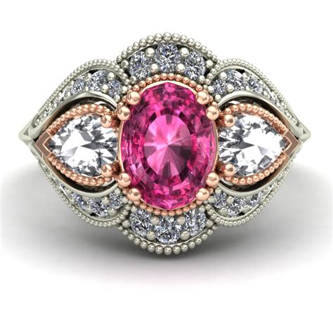 Pink Tourmaline Engagement Ring Oval with by CharlesBabbDesigns