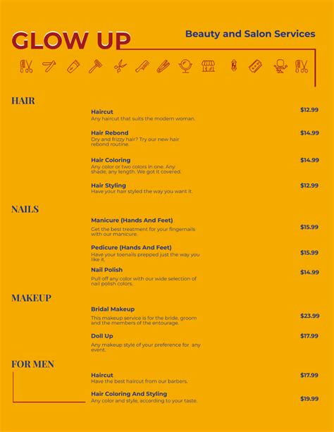 FREE FREE Salon Menu & Examples Templates - Download in Word, Google ...
